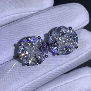 5+5 Carat Colorless Radiant & Marquise Halo Moissanite Stud Earrings