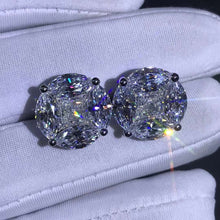 Load image into Gallery viewer, 5+5 Carat Colorless Radiant &amp; Marquise Halo Moissanite Stud Earrings