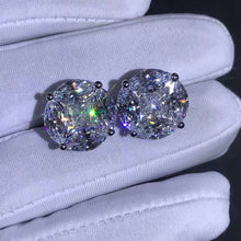 Load image into Gallery viewer, 5+5 Carat Colorless Radiant &amp; Marquise Halo Simulated Moissanite Stud Earrings