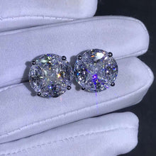 Load image into Gallery viewer, 5+5 Carat Colorless Radiant &amp; Marquise Halo Moissanite Stud Earrings