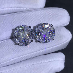 5+5 Carat Colorless Radiant & Marquise Halo Moissanite Stud Earrings