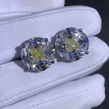 Load image into Gallery viewer, 5+5 Carat Yellow Radiant &amp; Colorless Marquise Halo Simulated Moissanite Stud Earrings