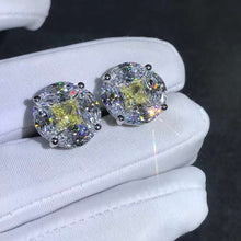 Load image into Gallery viewer, 5+5 Carat Yellow Radiant &amp; Colorless Marquise Halo Moissanite Stud Earrings