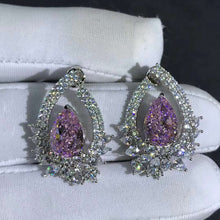 Load image into Gallery viewer, 4 Carat Pink Pear Cut Double Halo VVS Moissanite Stud Earrings