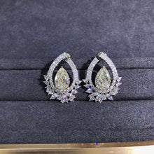 Load image into Gallery viewer, 4 Carat K-M Colorless Pear Cut Double Halo VVS Simulated Moissanite Stud Earrings
