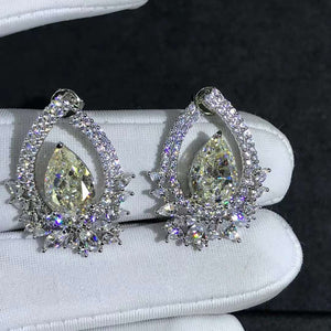4 Carat K-M Colorless Pear Cut Double Halo VVS Moissanite Stud Earrings
