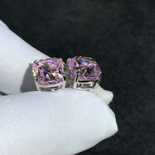 Load image into Gallery viewer, 4 Carat Pink Cushion Cut Solitaire VVS Moissanite Stud Earrings