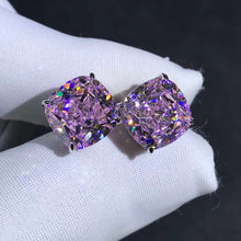 Load image into Gallery viewer, 4 Carat Light Champaign Pink Cushion Cut Solitaire VVS Simulated Moissanite Stud Earrings