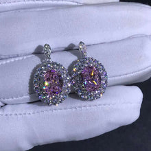 Load image into Gallery viewer, 3 Carat Pink Oval Cut Halo VVS Moissanite Drop Earrings