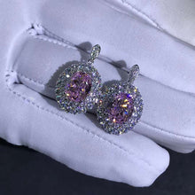 Load image into Gallery viewer, 3 Carat Light Champaign Pink Oval Cut VVS Simulated Moissanite Drop Earrings