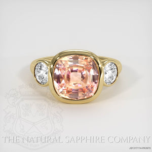 Custom 10 carat Cushion Cut Three-stone Certified Lab Grown Pink Sapphire Ring
