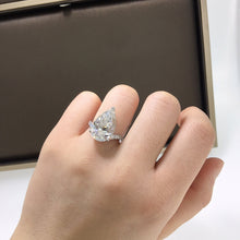 Load image into Gallery viewer, 10 Carat D Color Pear Cut 3 Prong French Pave Cathedral Certified VVS Moissanite Ring