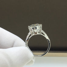 Load image into Gallery viewer, 10 Carat Pear Cut Moissanite Ring 3 Prong French Pave Cathedral Certified VVS D Color