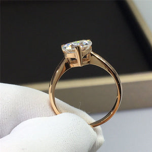 1-2 Carat D Color Heart Cut 3 Prong Solitaire Basket Pinched Shank Moissanite Ring