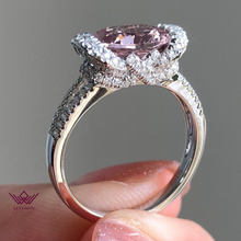 Load image into Gallery viewer, Oval Cut Double Halo Split Shank Pink Lab Grown Sapphire