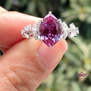 Marquise Cut Floral Infinity Shank VVS Lab Grown Purple/Green Alexandrite Ring