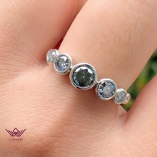 Load image into Gallery viewer, Round Cut Seven Stone Moissanite Ring Gray Color