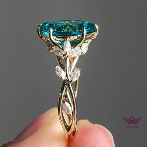 Marquise Cut Floral Infinity Shank VVS Lab Grown Paraiba Stone Ring