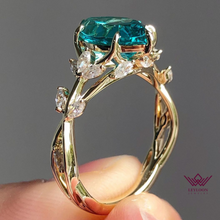 Load image into Gallery viewer, Marquise Cut Floral Infinity Shank VVS Lab Grown Paraiba Stone Ring