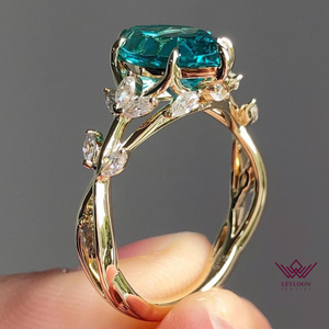 Marquise Cut Floral Infinity Shank VVS Lab Grown Paraiba Stone Ring