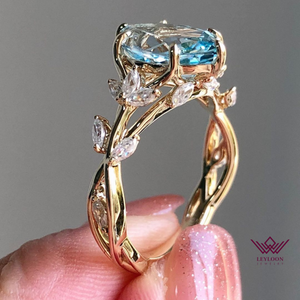 Marquise Cut Floral Infinity Shank VVS Lab Grown Aquamarine Ring