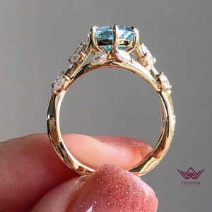 Marquise Cut Floral Infinity Shank VVS Lab Grown Aquamarine Ring