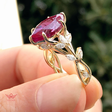 Load image into Gallery viewer, Marquise Cut Floral Infinity Shank VVS Lab Grown Purple/Green Alexandrite Ring