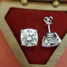 Load image into Gallery viewer, 10mm X 2 Cushion cut Stud Moissanite Earrings Solitaire D Color VVS1 Double Claws