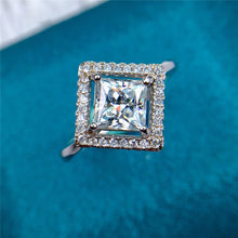 Load image into Gallery viewer, Kite Set 1 Carat D Colorless Princess Cut Floating Halo Certified VVS Moissanite Ring