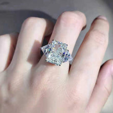 Load image into Gallery viewer, 6 Carat Radiant Cut Moissanite Ring K-M Colorless 4 Claw Three Stone VVS