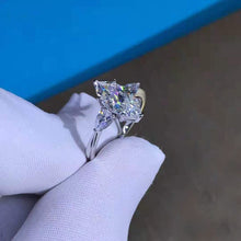 Load image into Gallery viewer, 2 Carat Marquise Cut Moissanite Ring K-M Colorless Three Stone Reverse Tapered