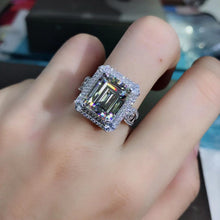 Load image into Gallery viewer, 6 Carat Rare Size Colorless Emerald cut VVS Simulated Moissanite Rings