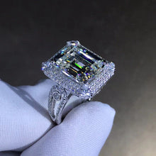 Load image into Gallery viewer, 6 Carat Emerald Cut Moissanite Ring Rare Size Colorless VVS
