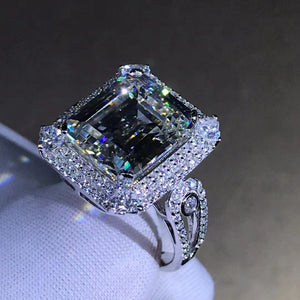 6 Carat Rare Size Colorless Emerald cut VVS Simulated Moissanite Rings