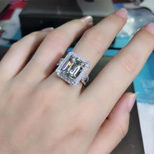 Load image into Gallery viewer, 6 Carat Emerald Cut Moissanite Ring Rare Size Colorless VVS