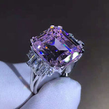 Load image into Gallery viewer, 8 Carat Pink Emerald Cut Double Prong 11 Stone Split Shank Moissanite Ring