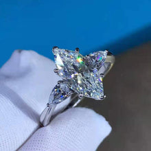 Load image into Gallery viewer, 2 Carat K-M Colorless Marquise Cut Three Stone Reverse Tapered Simulated Sapphire Ring