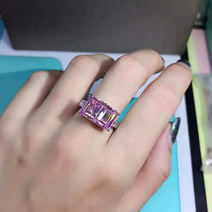 6 Carat Pink Emerald Cut Two Stone Simulated Sapphire Ring