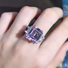 Load image into Gallery viewer, 8 Carat Pink Emerald Cut Double Prong 11 Stone Split Shank Moissanite Ring