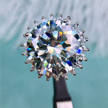 Load image into Gallery viewer, 10 Carat Round Cut Moissanite Ring Star Burst Certified VVS D Color