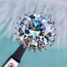 Load image into Gallery viewer, 10 Carat D Color Round Cut Star Burst Certified VVS Moissanite Ring