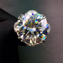 Load image into Gallery viewer, 10 Carat Round Cut Moissanite Ring 4 Prong Floral Halo Certified VVS D Color
