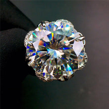 Load image into Gallery viewer, 10 Carat D Color Round Cut 4 Prong Floral Halo Certified VVS Moissanite Ring