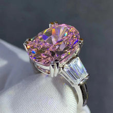 Load image into Gallery viewer, BIG 6 Carat Pink Oval Cut Double Prong Basket Three Stone VVS Moissanite Ring