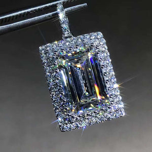 4 Carat Green, Blue, Pink, Colorless or Yellow Emerald Cut Simulated Moissanite Necklace