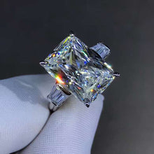 Load image into Gallery viewer, 6 Carat Elongated Cushion Cut Moissanite Ring Three Stone VVS K-M Colorless