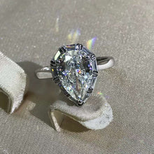 Load image into Gallery viewer, 4 Carat K-M Color Pear Cut Halo Cathedral Pinched Shank Simulated Sapphire Ring