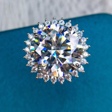 Load image into Gallery viewer, 13 Carat Round Cut Moissanite Ring Flower burst Certified VVS D Color