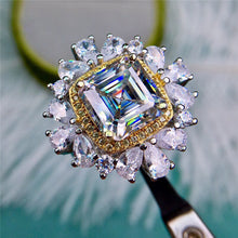 Load image into Gallery viewer, 5.5 Carat D Color Asscher Cut Square double Halo Star Burst Certified VVS Moissanite Ring