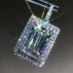 4 Carat Green, Blue, Pink, Colorless or Yellow Emerald Cut Simulated Moissanite Necklace